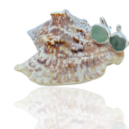 Ocean Sea Glass Cuff Links - Love Beach Beads