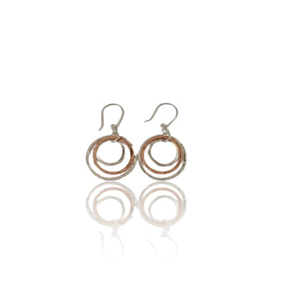 Silver and Copper Hoop Earrings - Love Beach Beads