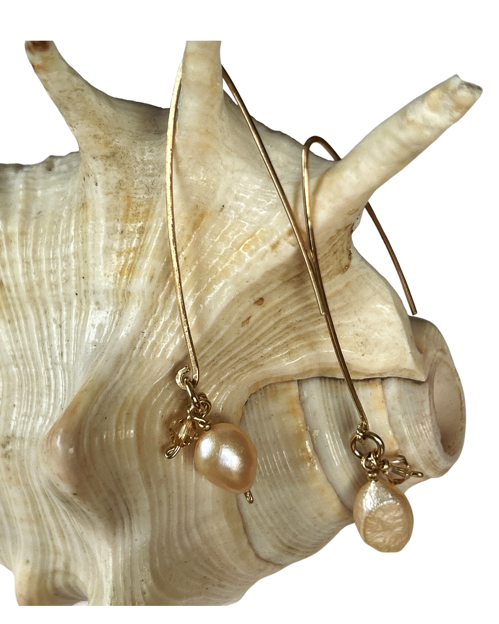 Gold Hook Pearl Earrings - Silver Lines Jewellery