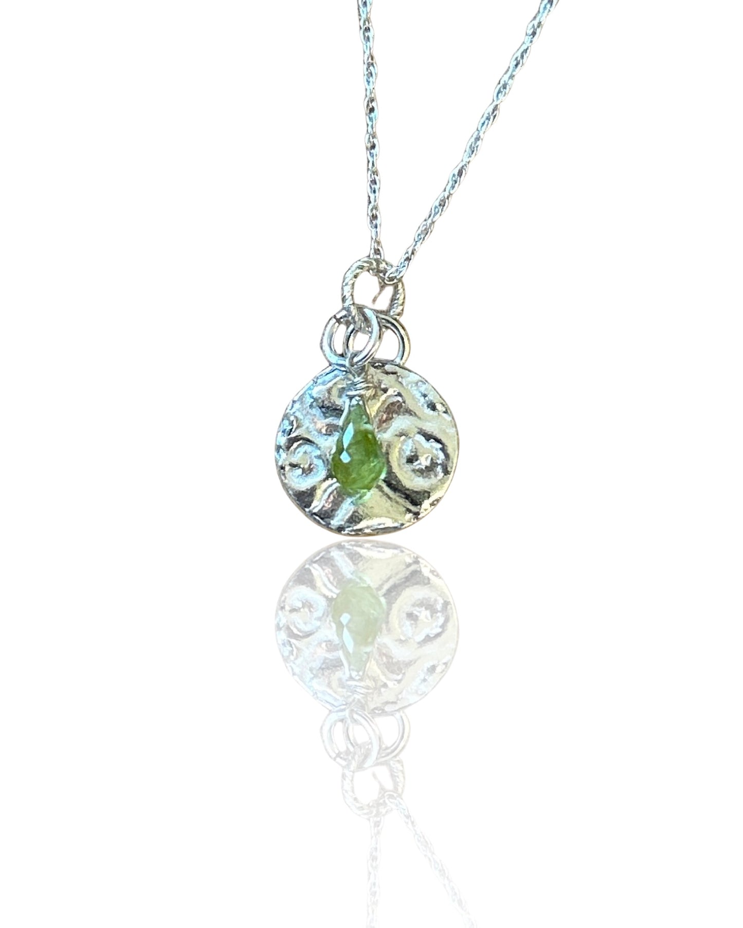 Silver Birthstone Necklace Peridot - Love Beach Beads