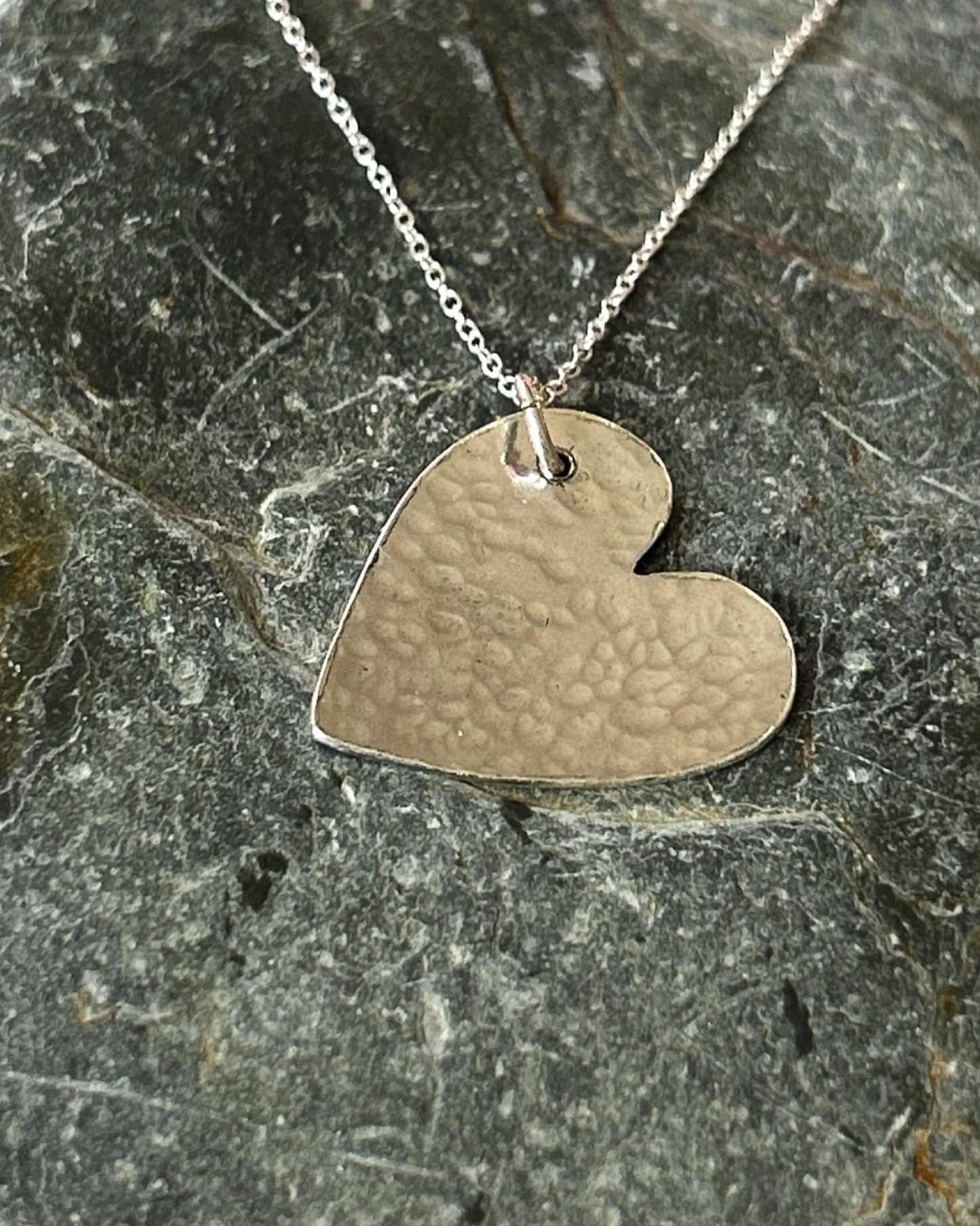 Silver Hammered Necklace - Silver Lines Jewellery