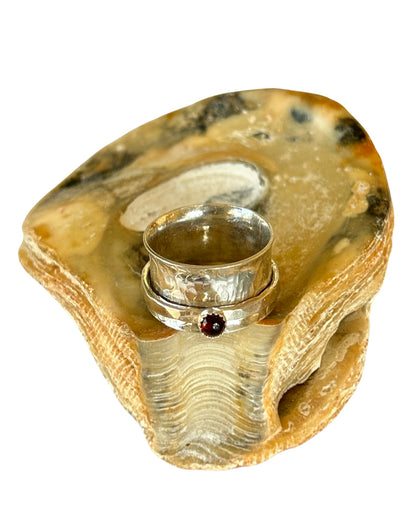 Garnet  Spinner Ring - Silver Lines Jewellery