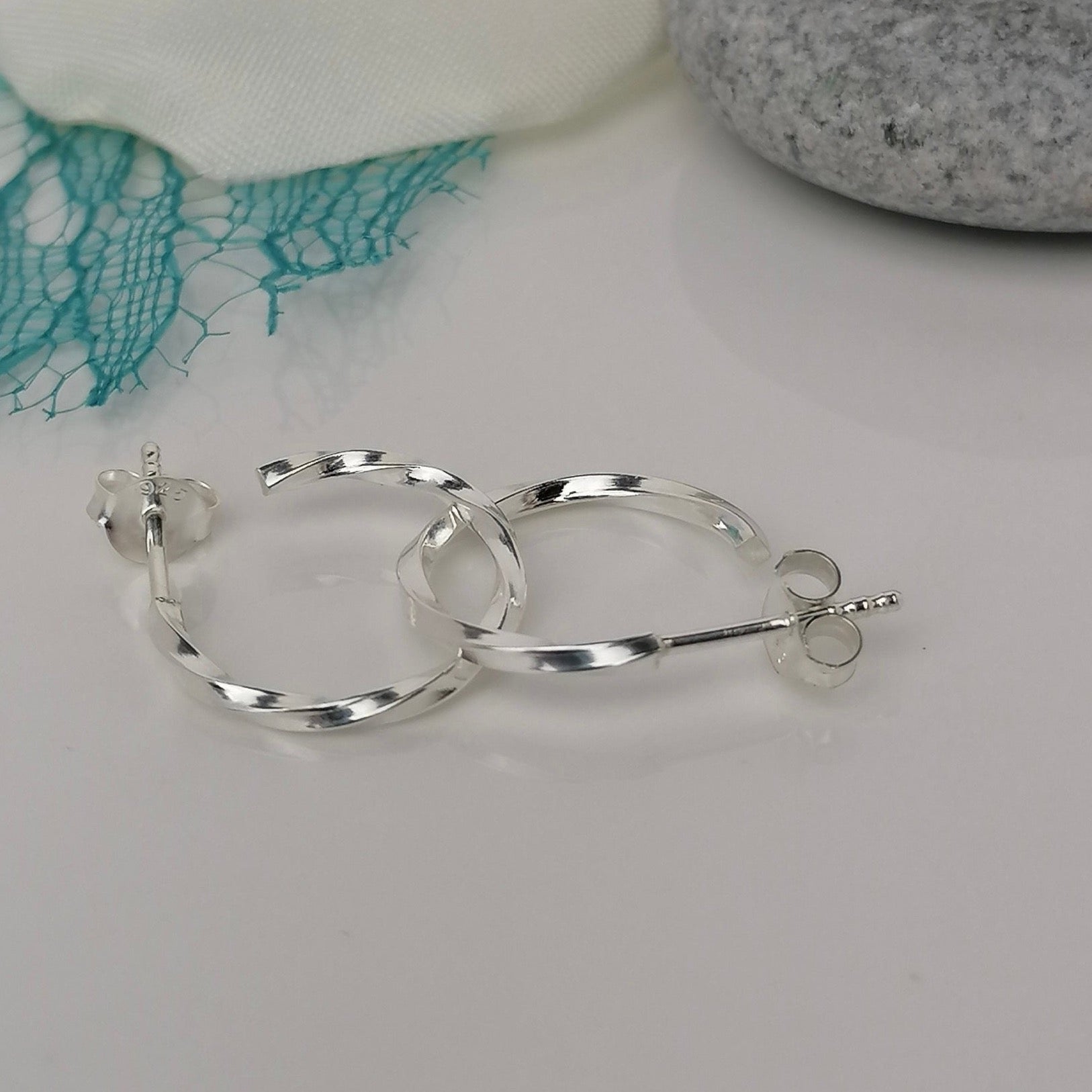 Twisted Silver Hoops  Earrings - SilverLines Jewellery
