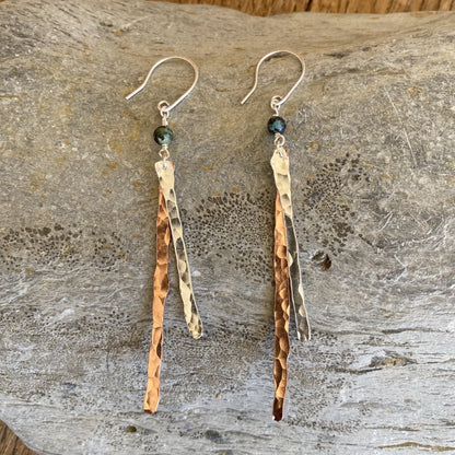 Copper and Silver Hammered Earrings - Love Beach Beads