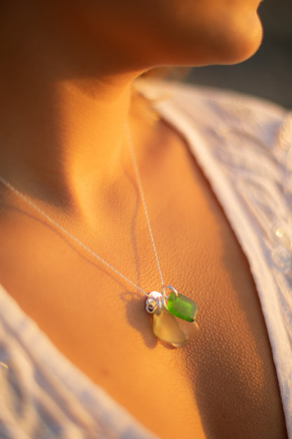 Sea Glass Cluster Necklace - Love Beach Beads