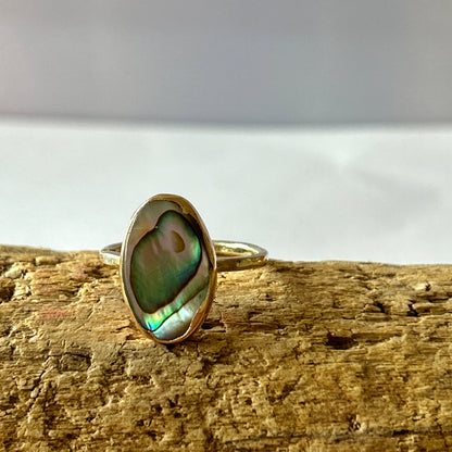 Gold Ring Paua Shell - Silver Lines Jewellery