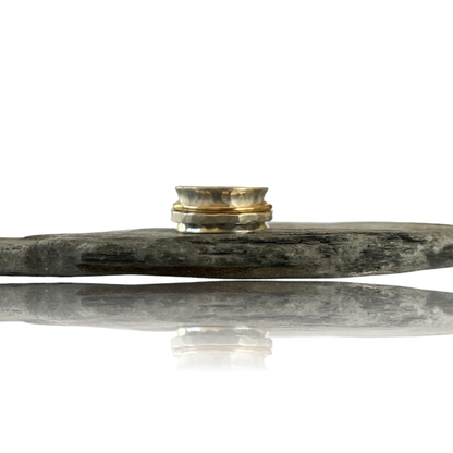Silver and Gold Spinner Ring - SilverLines Jewellery