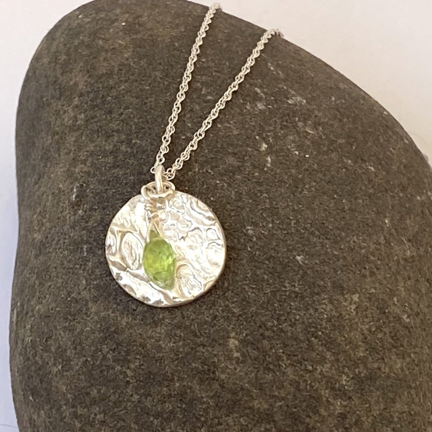 Silver Birthstone Necklace Peridot - Love Beach Beads
