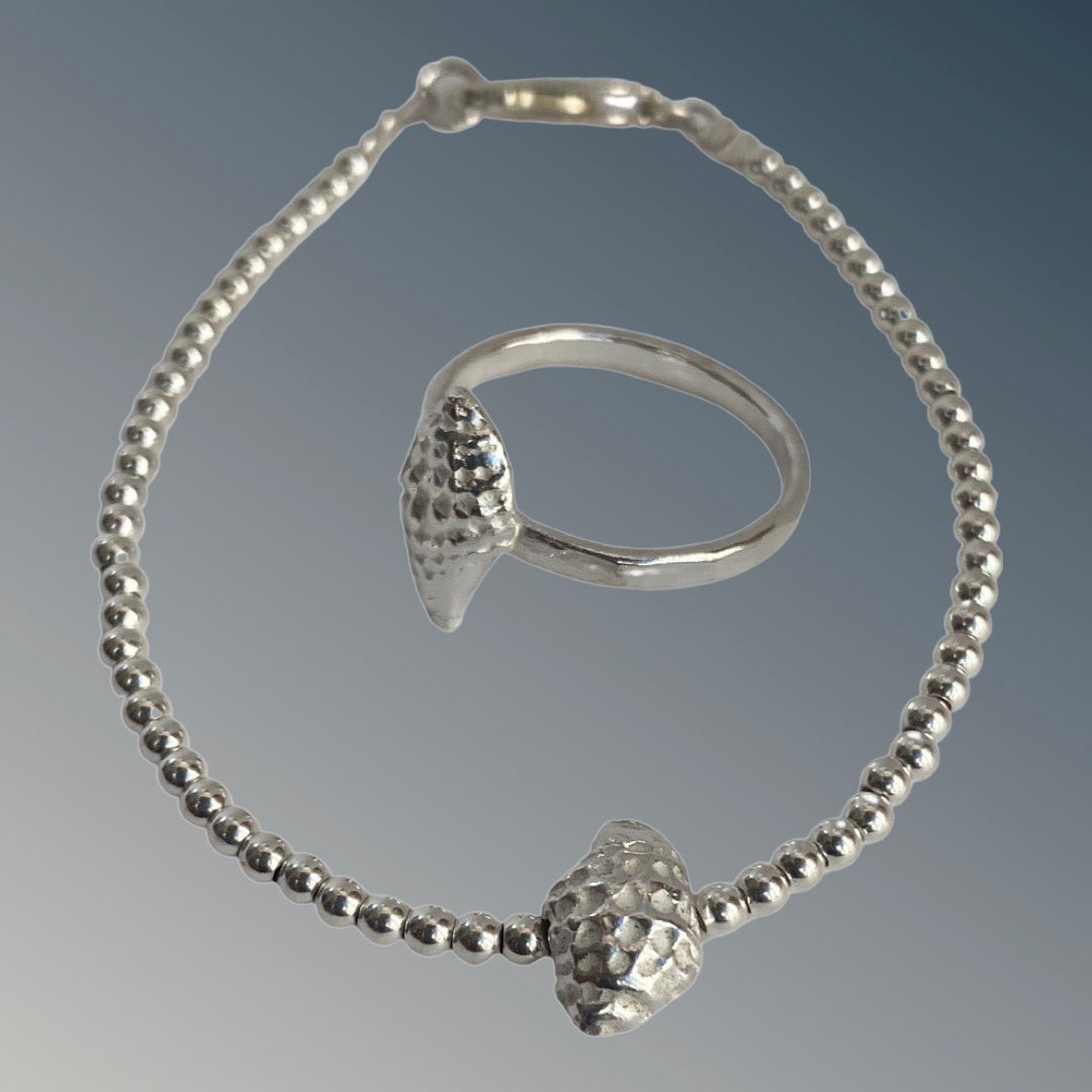 Silver Shell Anklet or Bracelet - Love Beach Beads