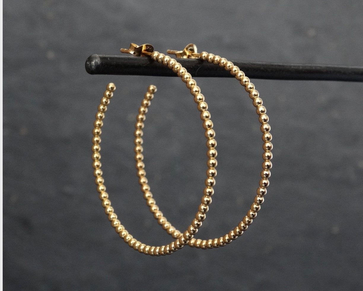 Gold Beaded Hoop Earrings - Love Beach Beads