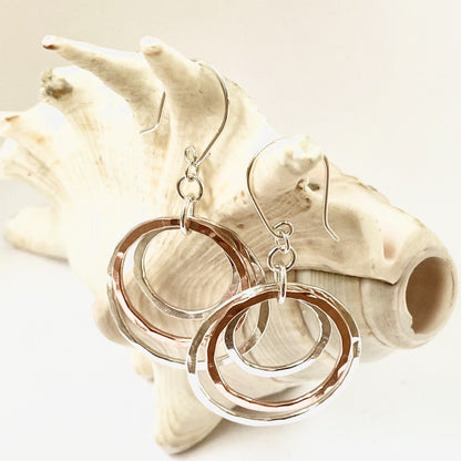 Silver and Copper Hoop Earrings - Love Beach Beads