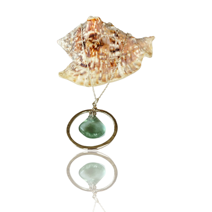 Sterling Silver Hoop  Sea glass Pendant - Love Beach Beads