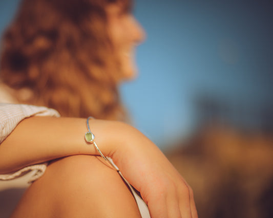 Ocean Sea Glass Bangle - SilverLines Jewellery