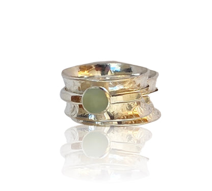 Silver Sea Glass Spinner Ring - Love Beach Beads
