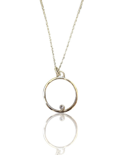Silver Hoop Necklace With Zirconia - Love Beach Beads