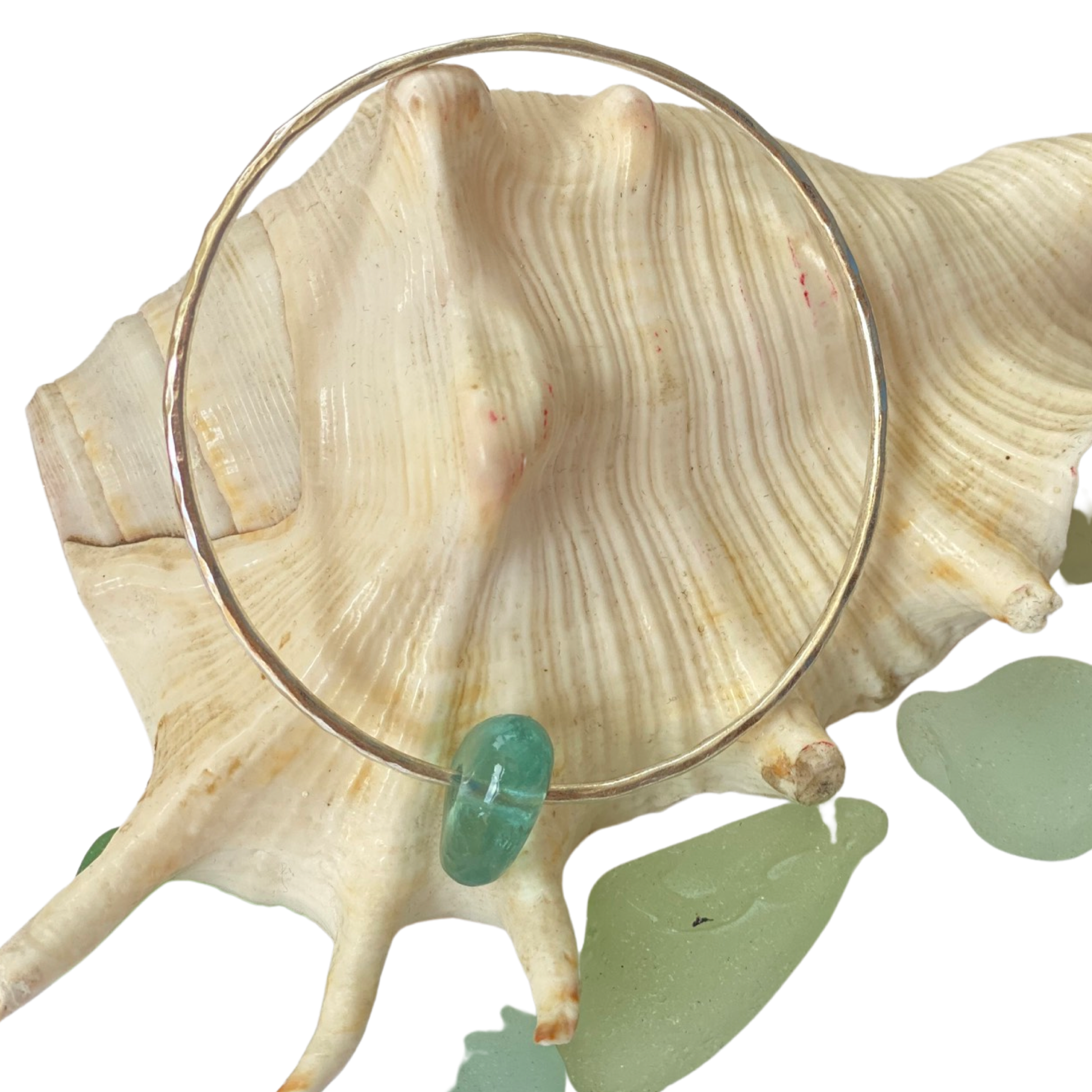Silver Sea Glass Bangle - Love Beach Beads