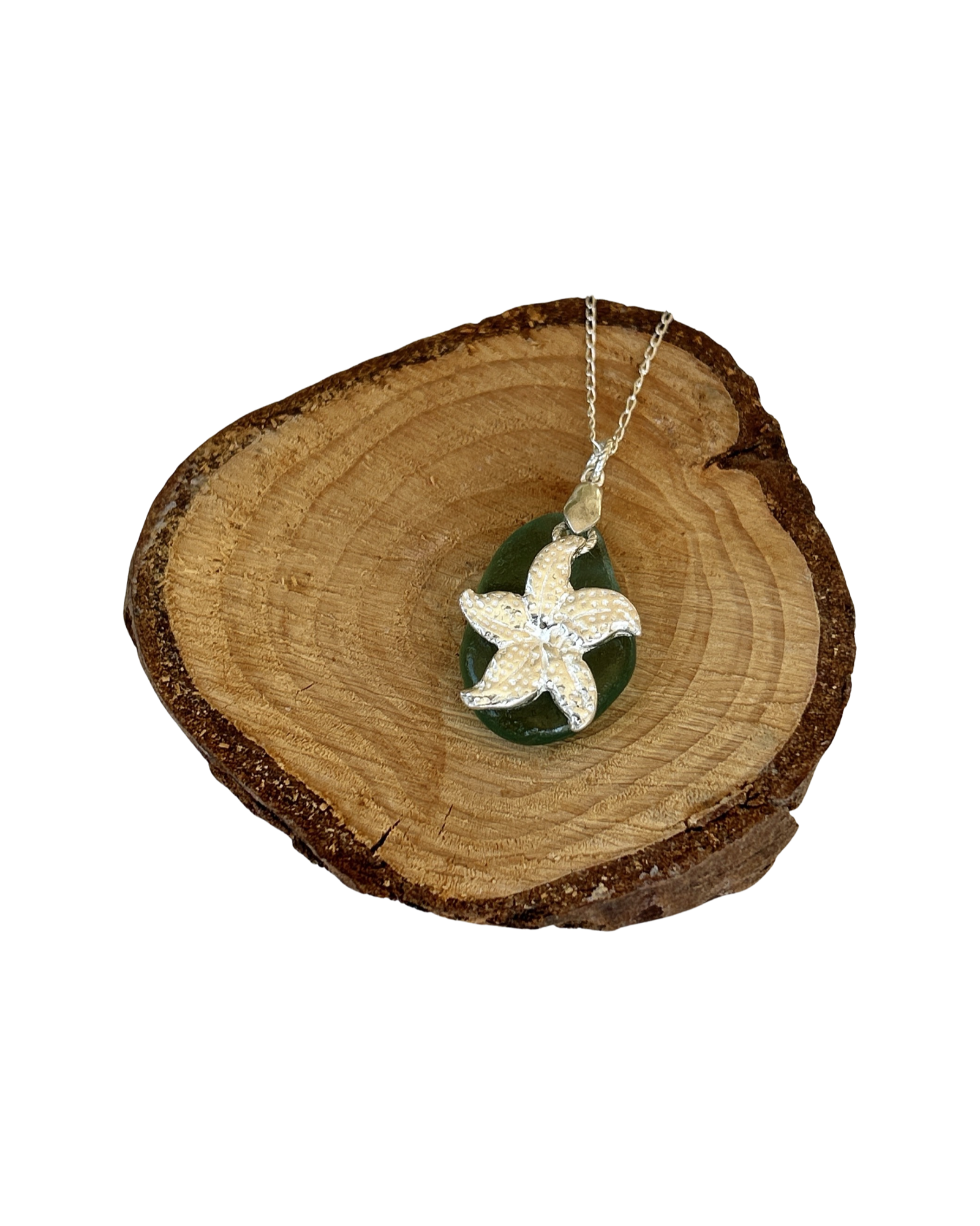 Ocean Sea Glass  Starfish Necklace - Silver Lines Jewellery