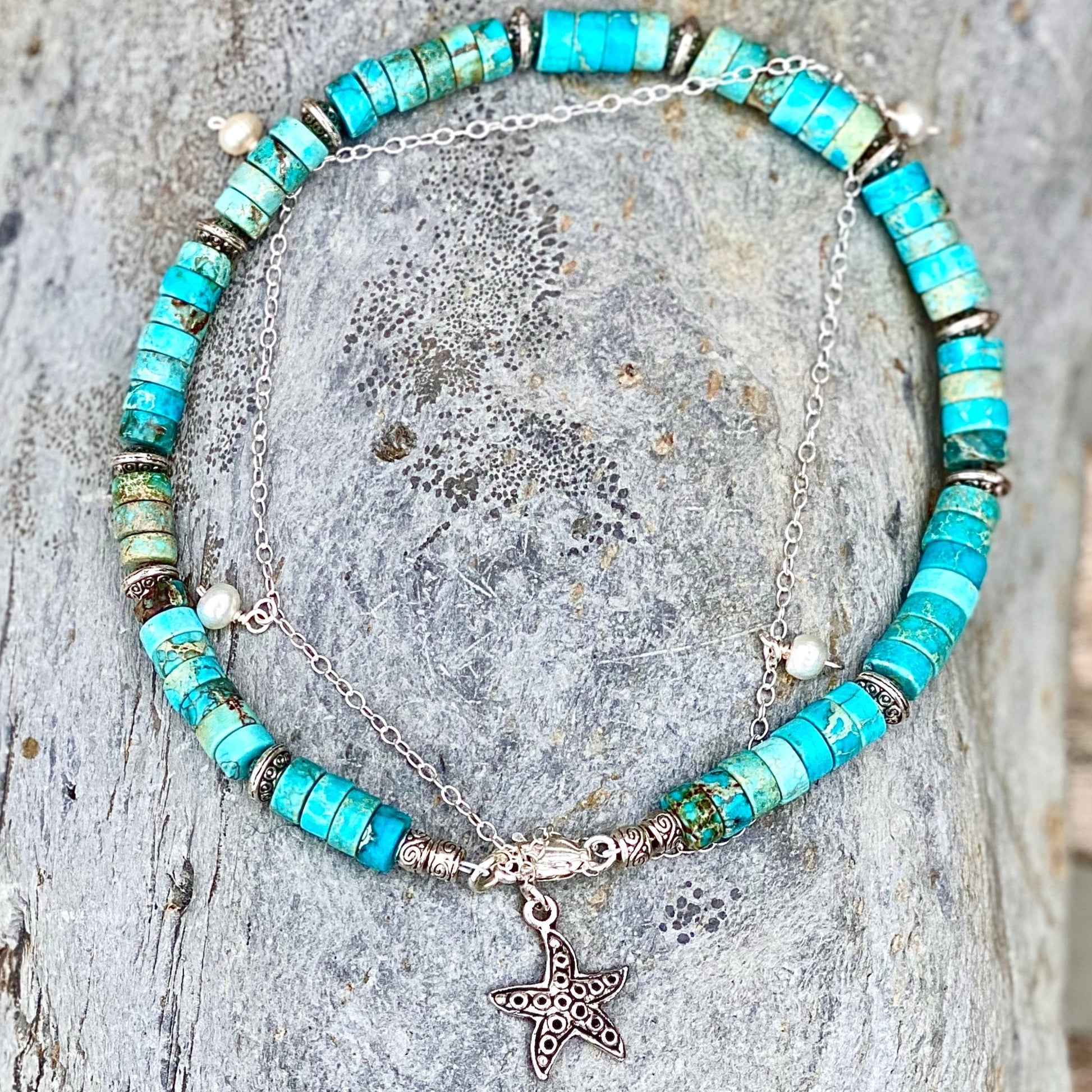 Turquoise Anklet - Love Beach Beads