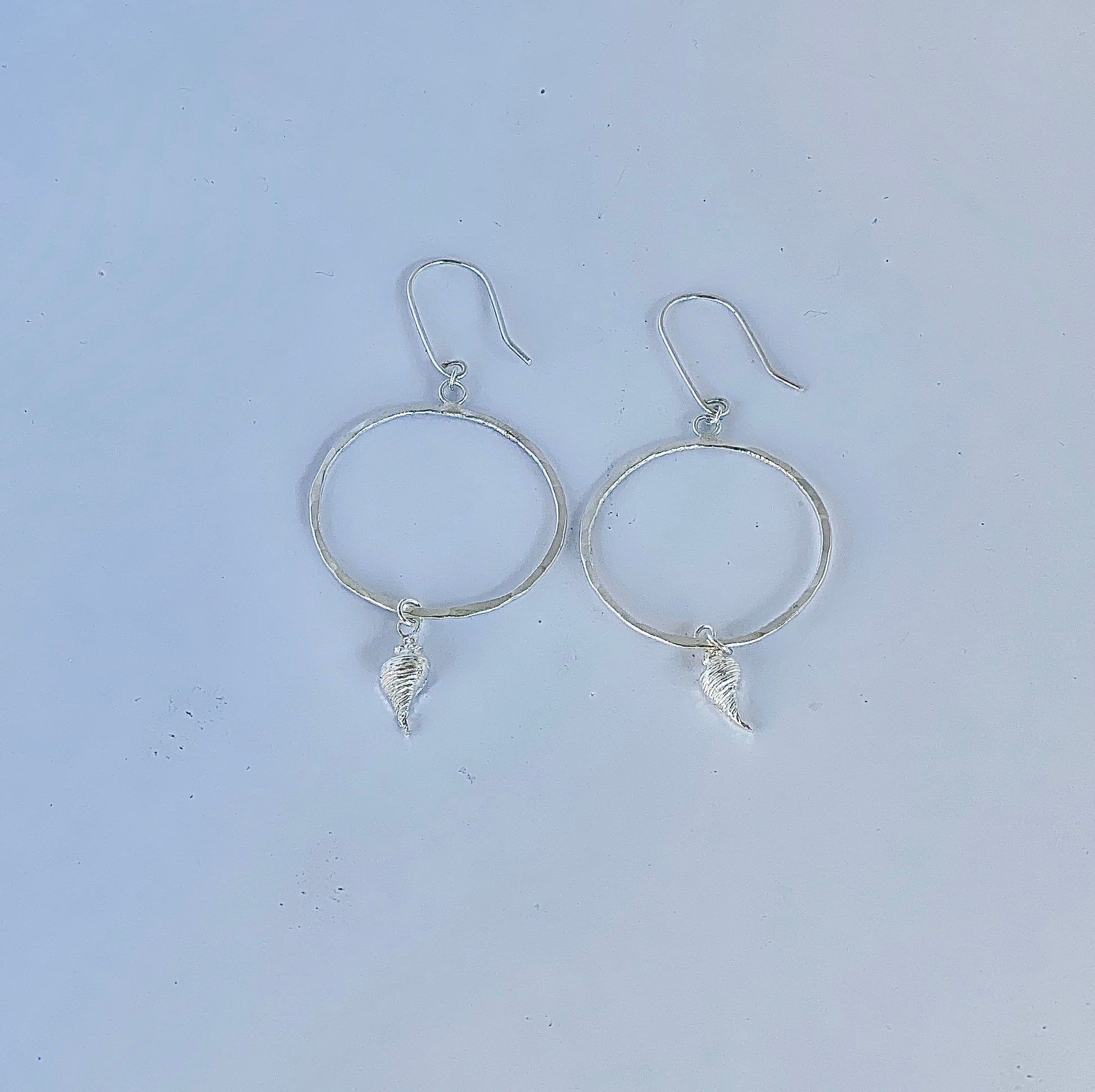 Silver Hoop Earrings Seashells - Love Beach Beads