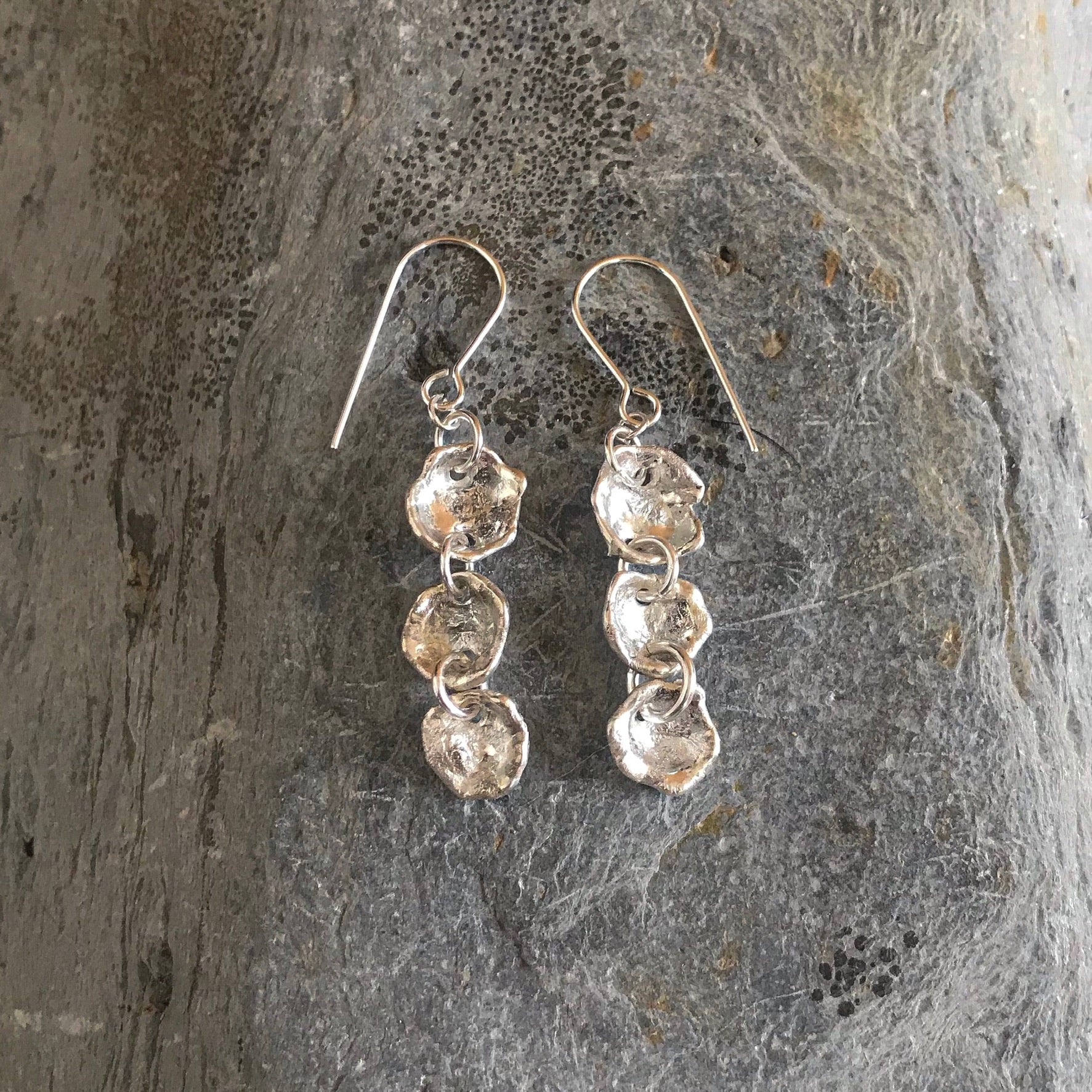 Sterling Silver Nugget Drop Earrings Silver Lines Jewellery