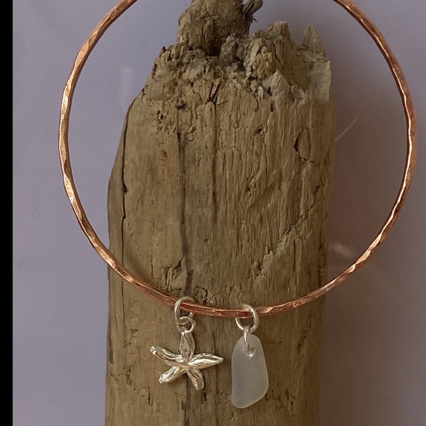 Copper Bangle with Charm - Love Beach Beads