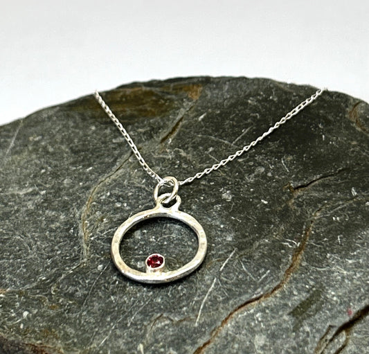 Silver Hoop Necklace With Zirconia - Love Beach Beads
