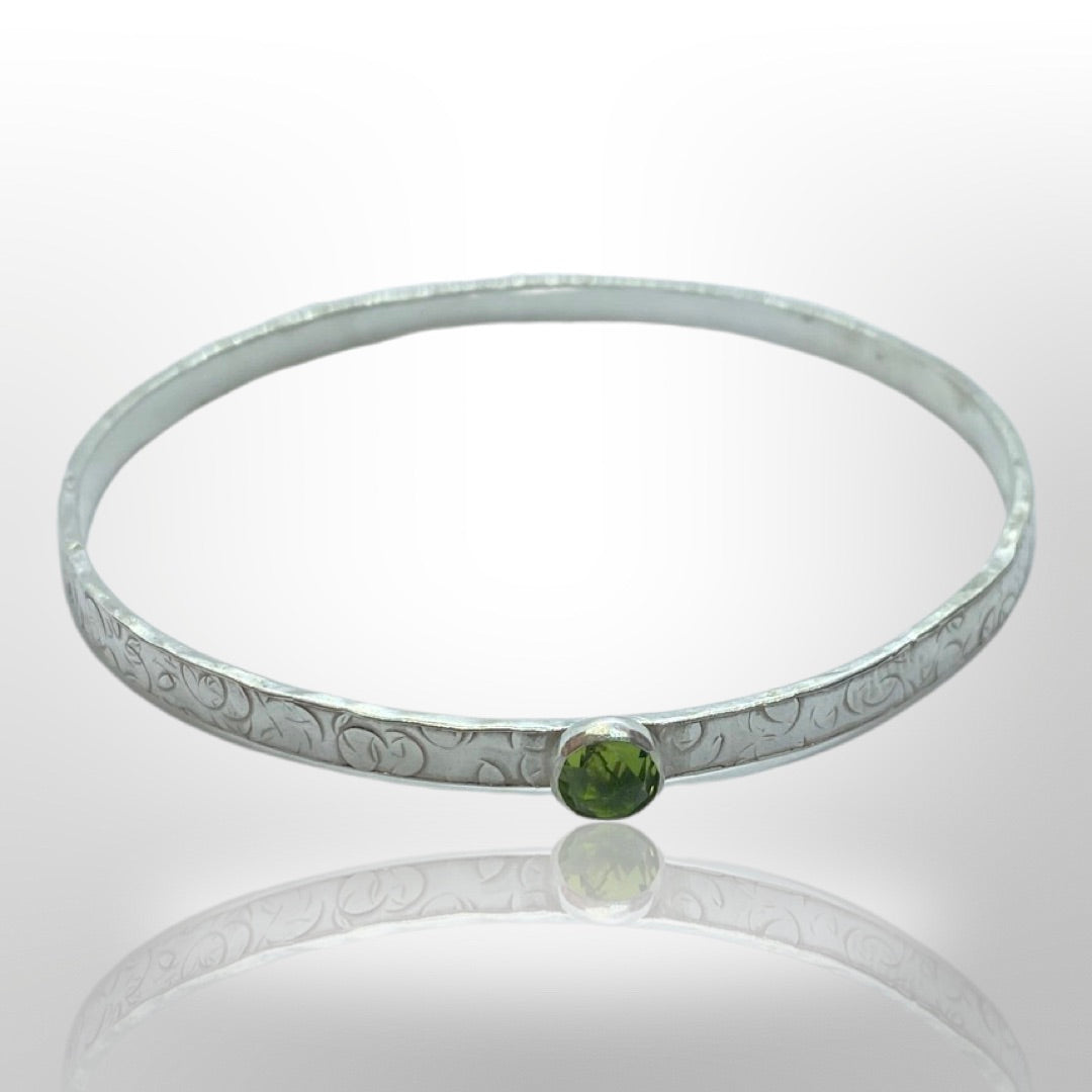 Peridot Silver Bangle - Love Beach Beads