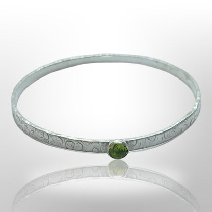 Peridot Silver Bangle - Love Beach Beads