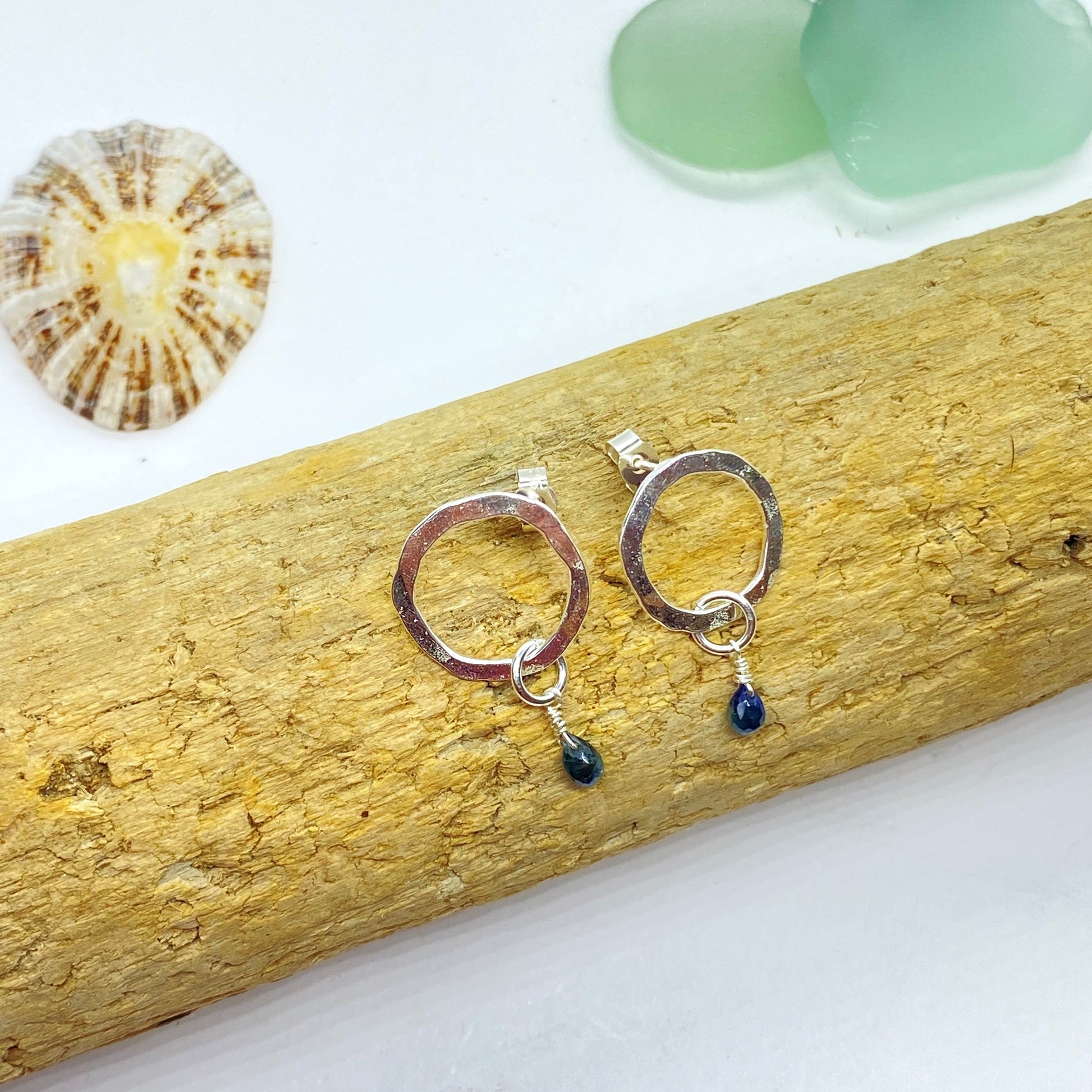 Sapphire Silver Earrings - Love Beach Beads