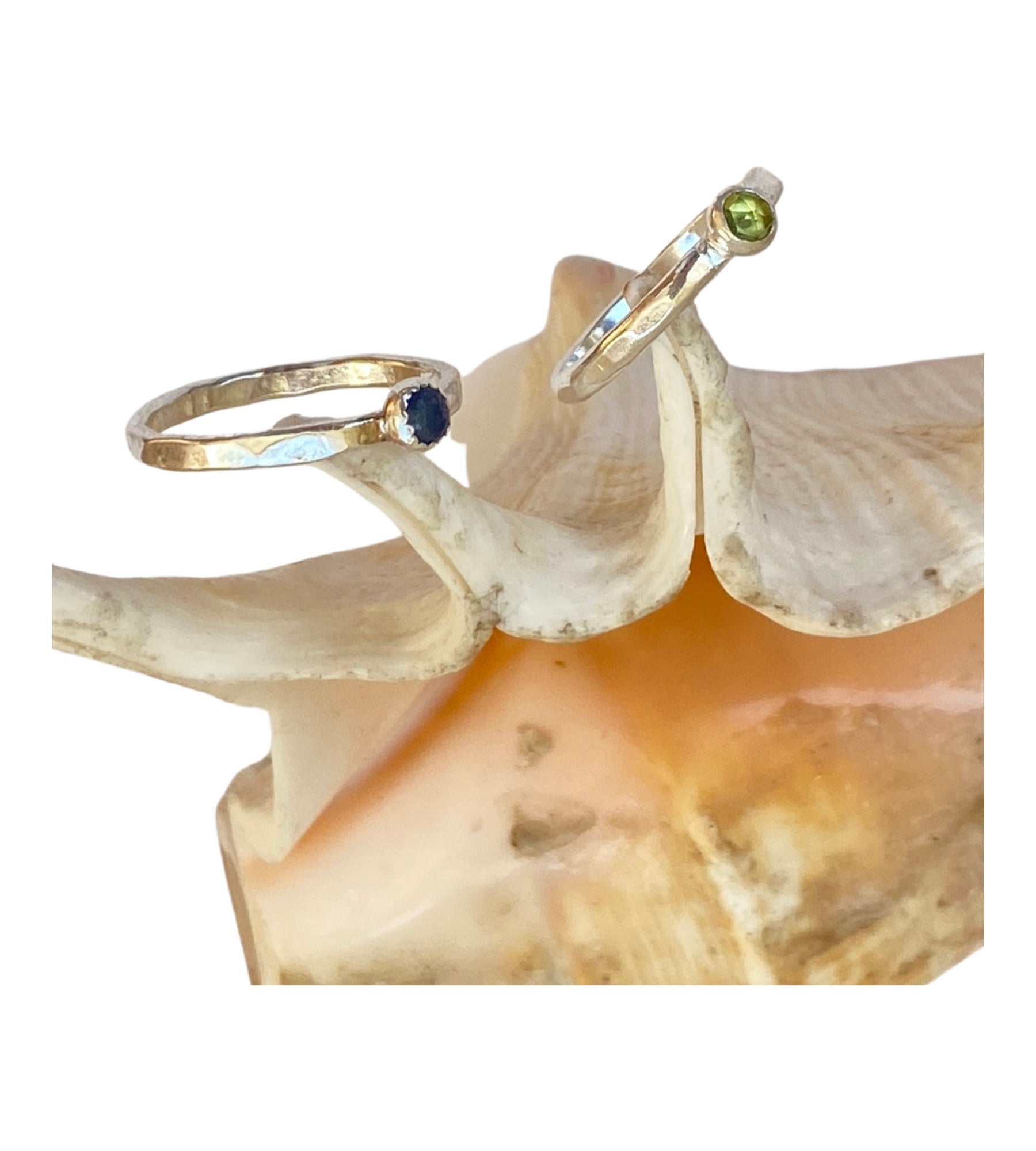 Silver Birthstone Stacking Rings - Love Beach Beads