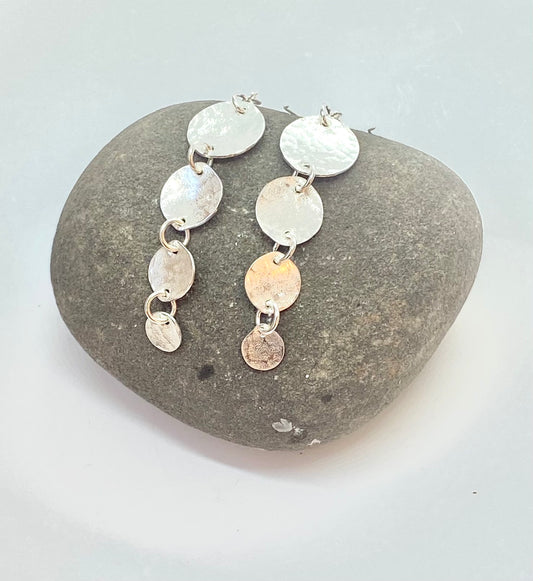 Silver Drop Earrings Long - Love Beach Beads
