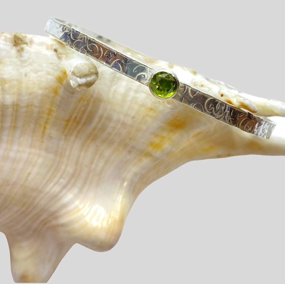 Peridot Silver Bangle - Love Beach Beads