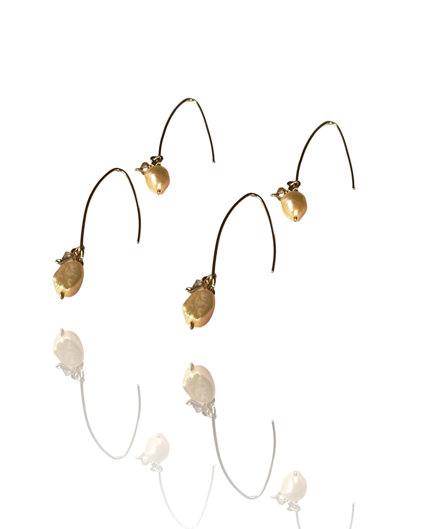 Gold Hook Pearl Earrings - Silver Lines Jewellery