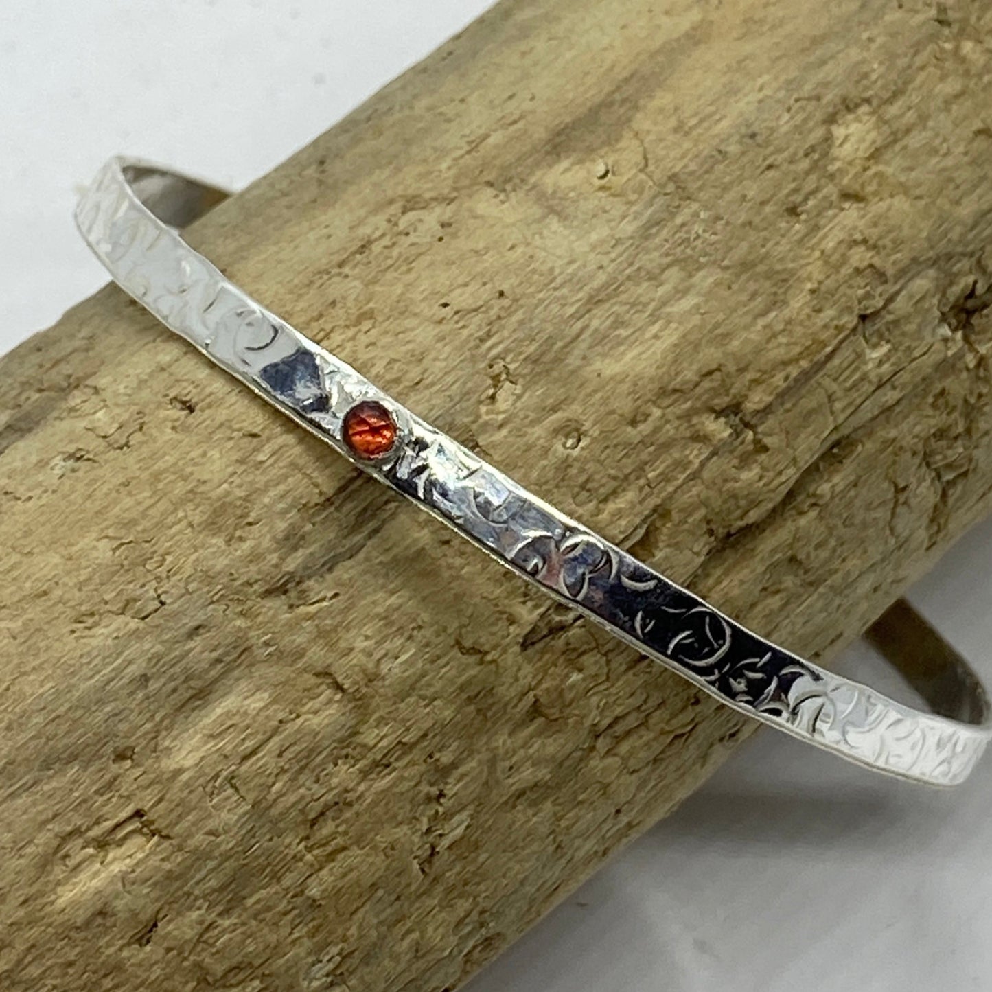 Silver Garnet Bangle - Love Beach Beads