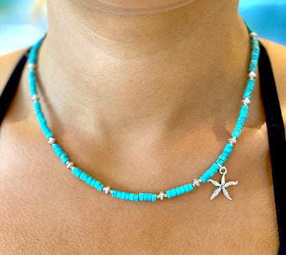 Turquoise  Starfish Necklace - Love Beach Beads