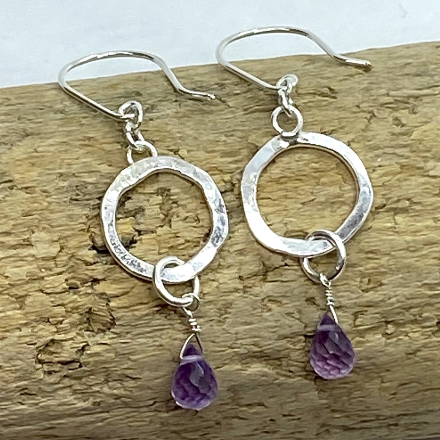 Amethyst silver Earrings - Love Beach Beads