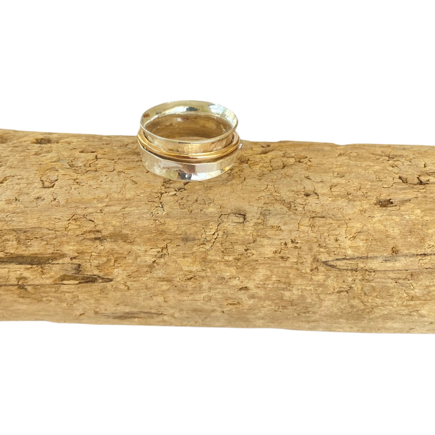 Silver and Gold Spinner Ring - SilverLines Jewellery
