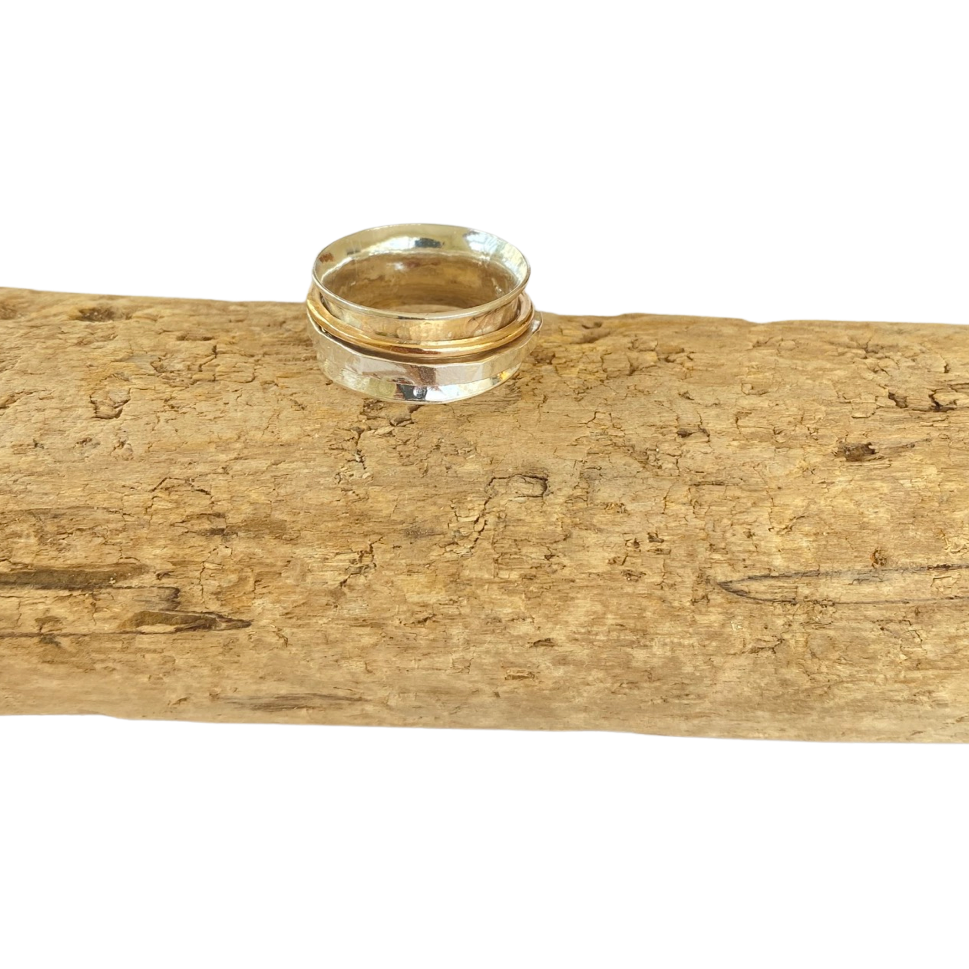 Silver and Gold Spinner Ring - SilverLines Jewellery