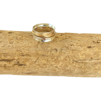 Silver and Gold Spinner Ring - SilverLines Jewellery