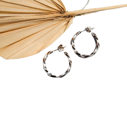 Twisted Silver Hoops - Love Beach Beads