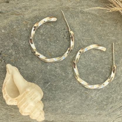Twisted Silver Hoops  Earrings - SilverLines Jewellery