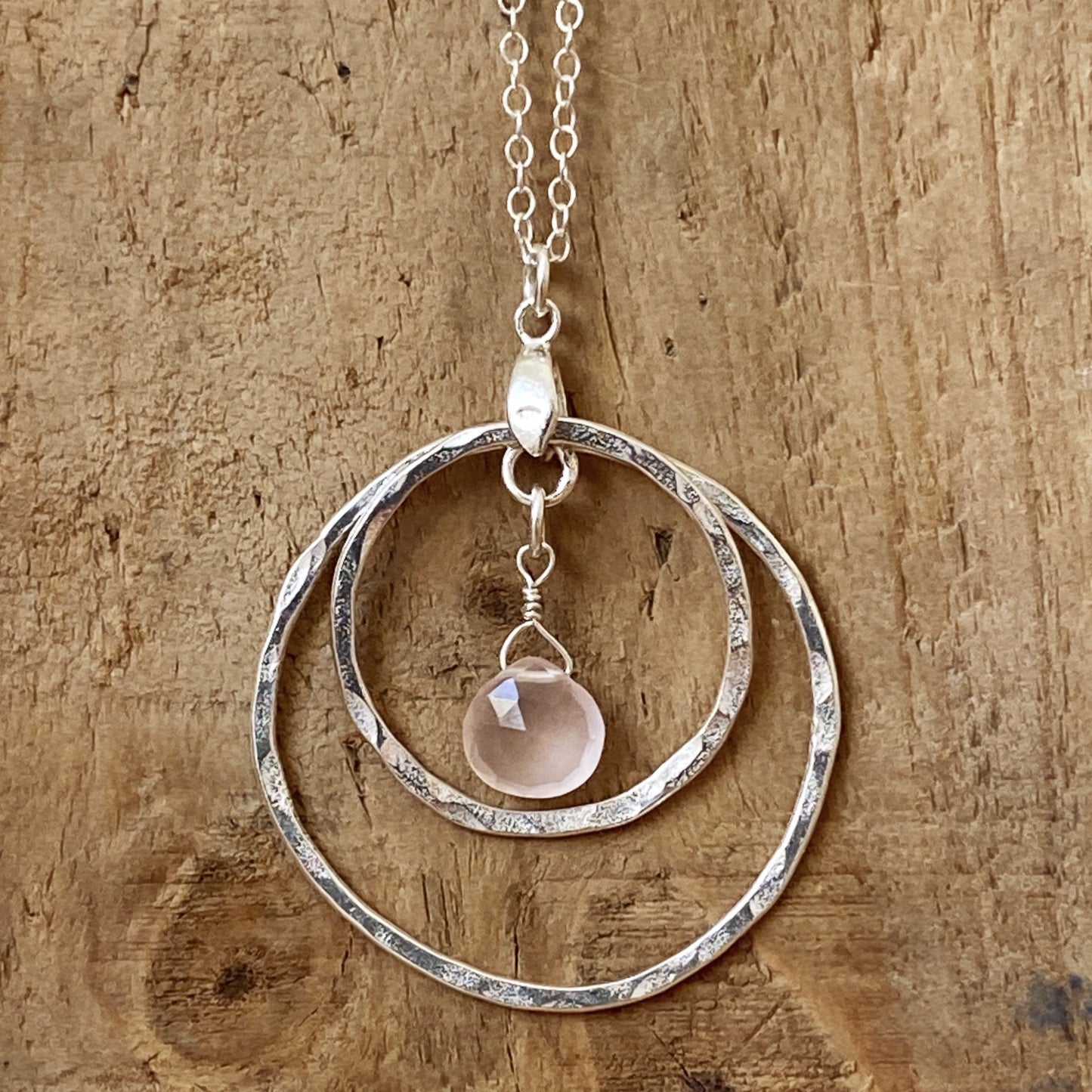 Pink Quartz Hoop Necklace - Love Beach Beads