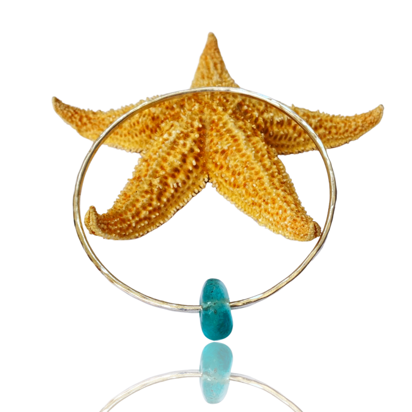 Silver Sea Glass Bangle - Love Beach Beads