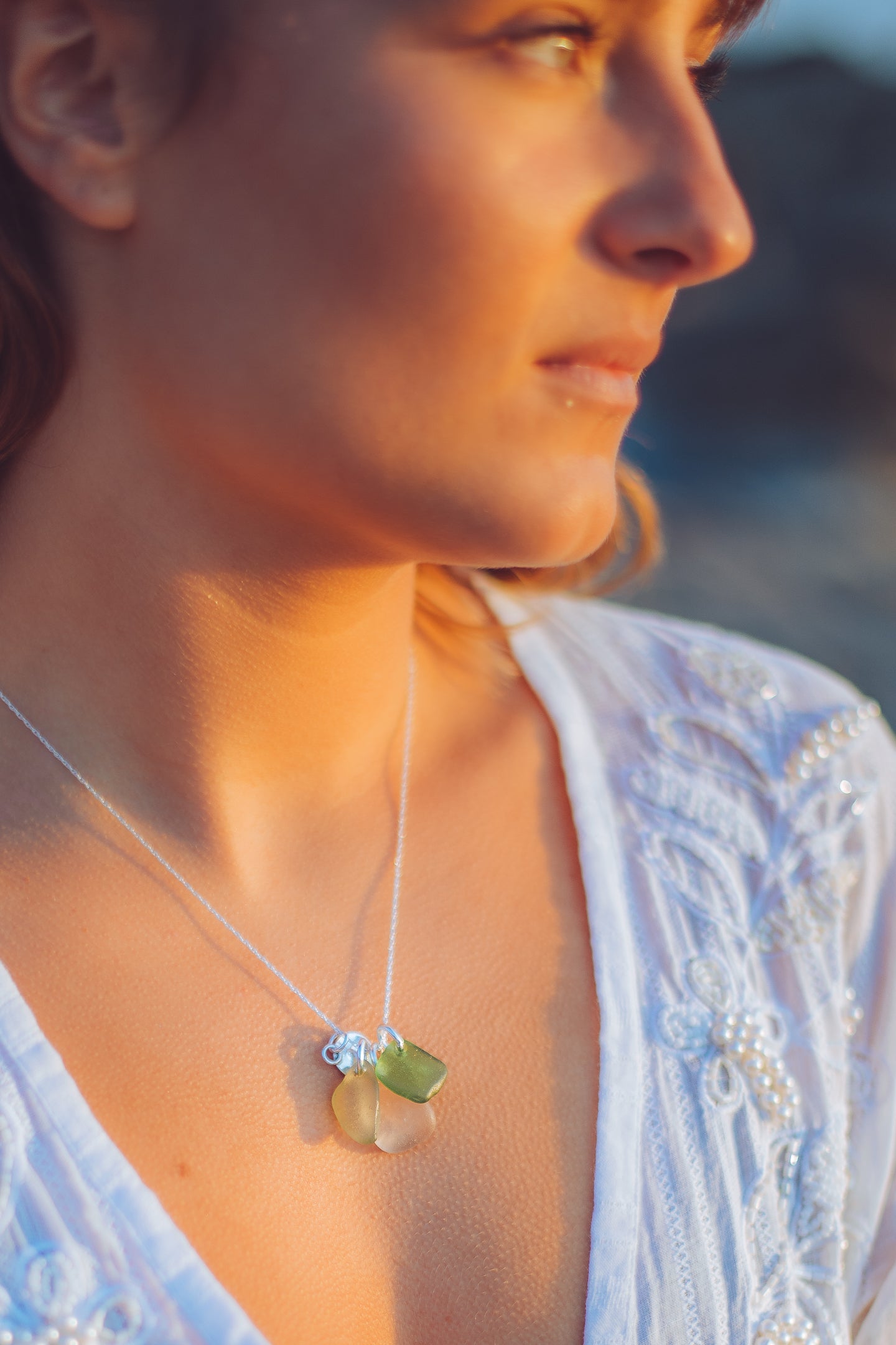 Sea Glass Cluster Necklace - Love Beach Beads