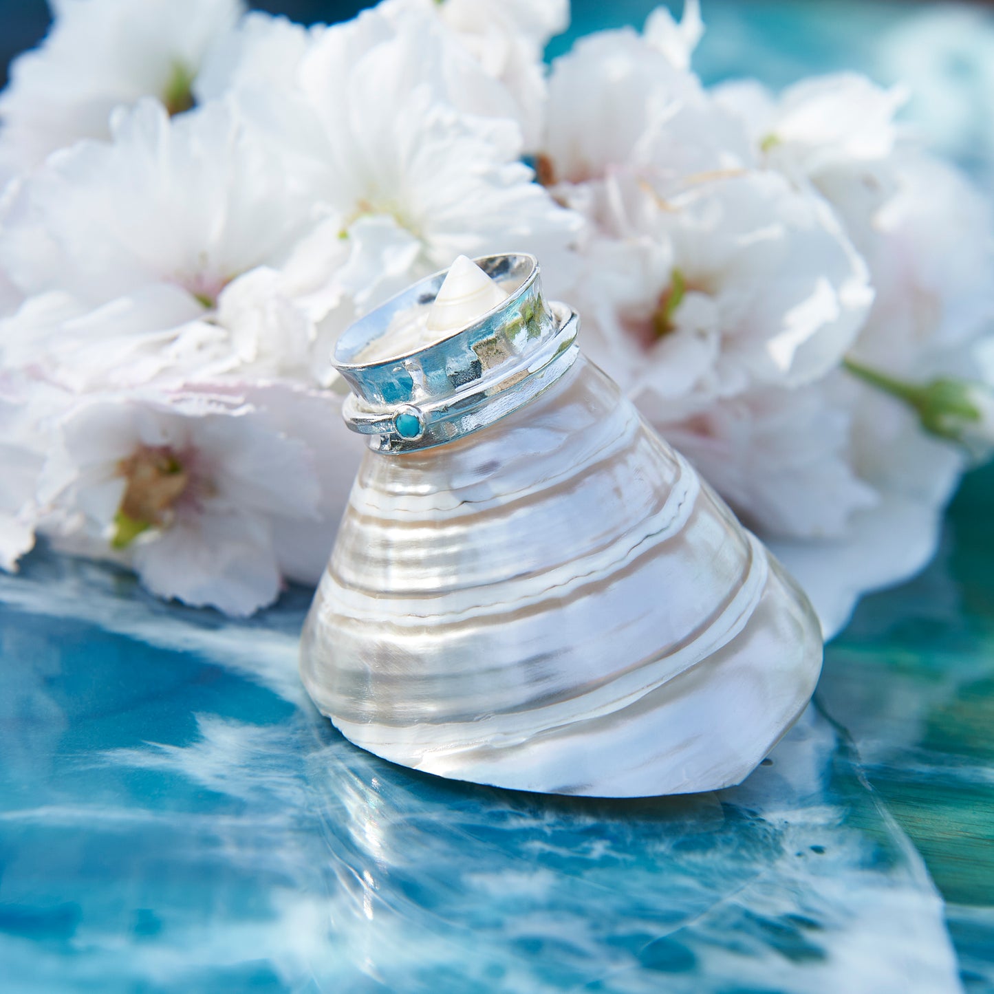 Turquoise  Spinner Ring - Love Beach Beads