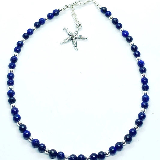 Sea Blue Lapis Anklet - Love Beach Beads