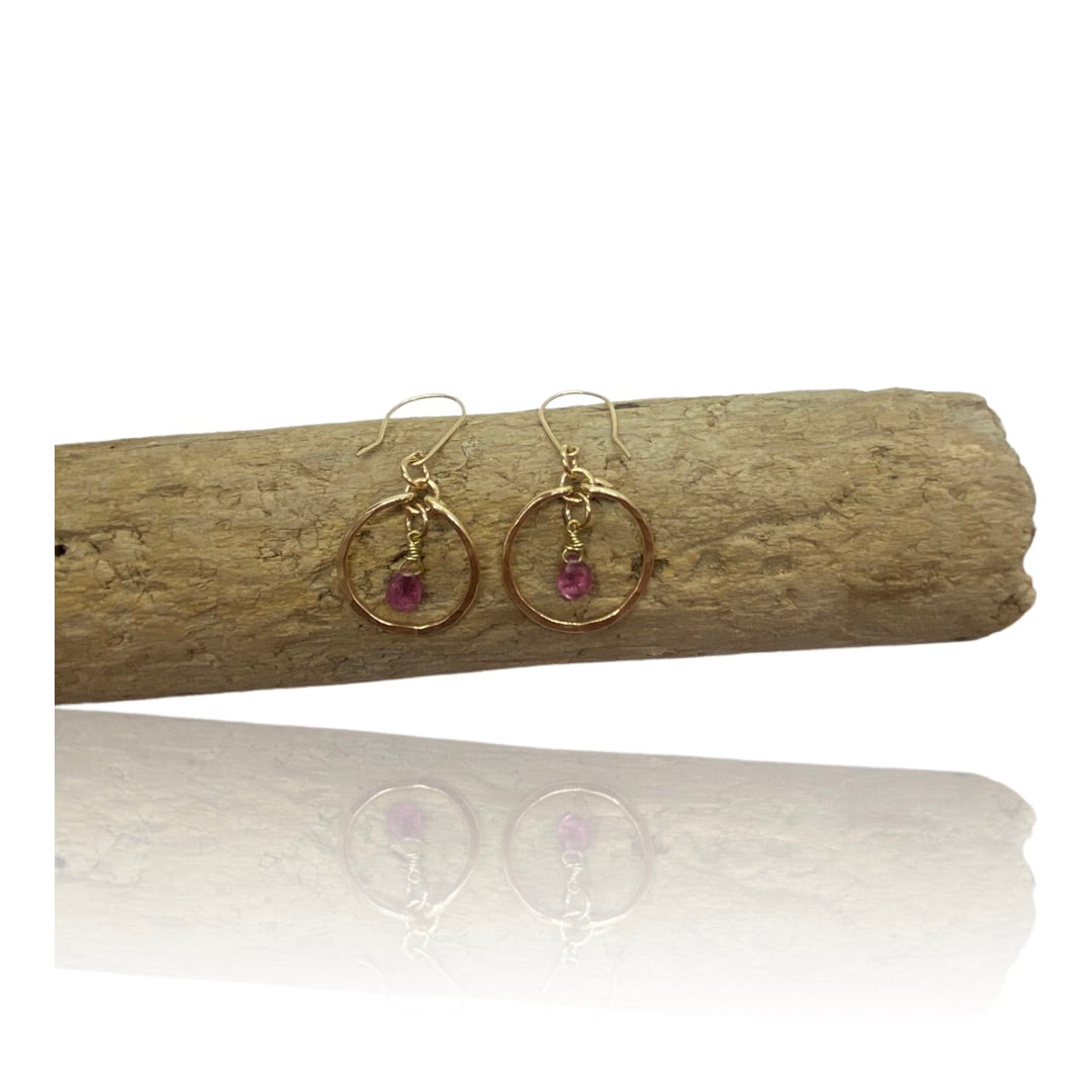 Tourmaline Gold Hoops - Love Beach Beads