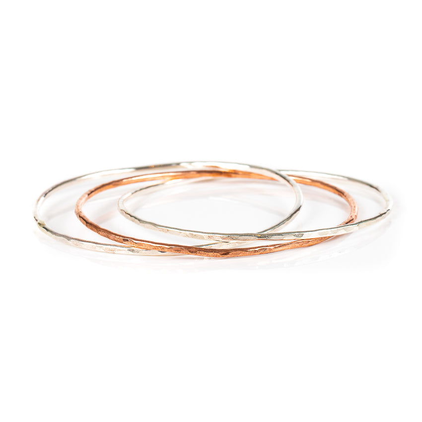 Trio Silver Copper Bangle - Love Beach Beads