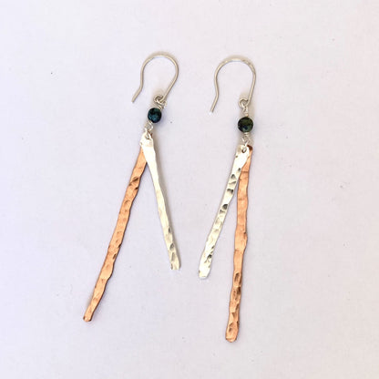 Copper and Silver Hammered Earrings - Love Beach Beads