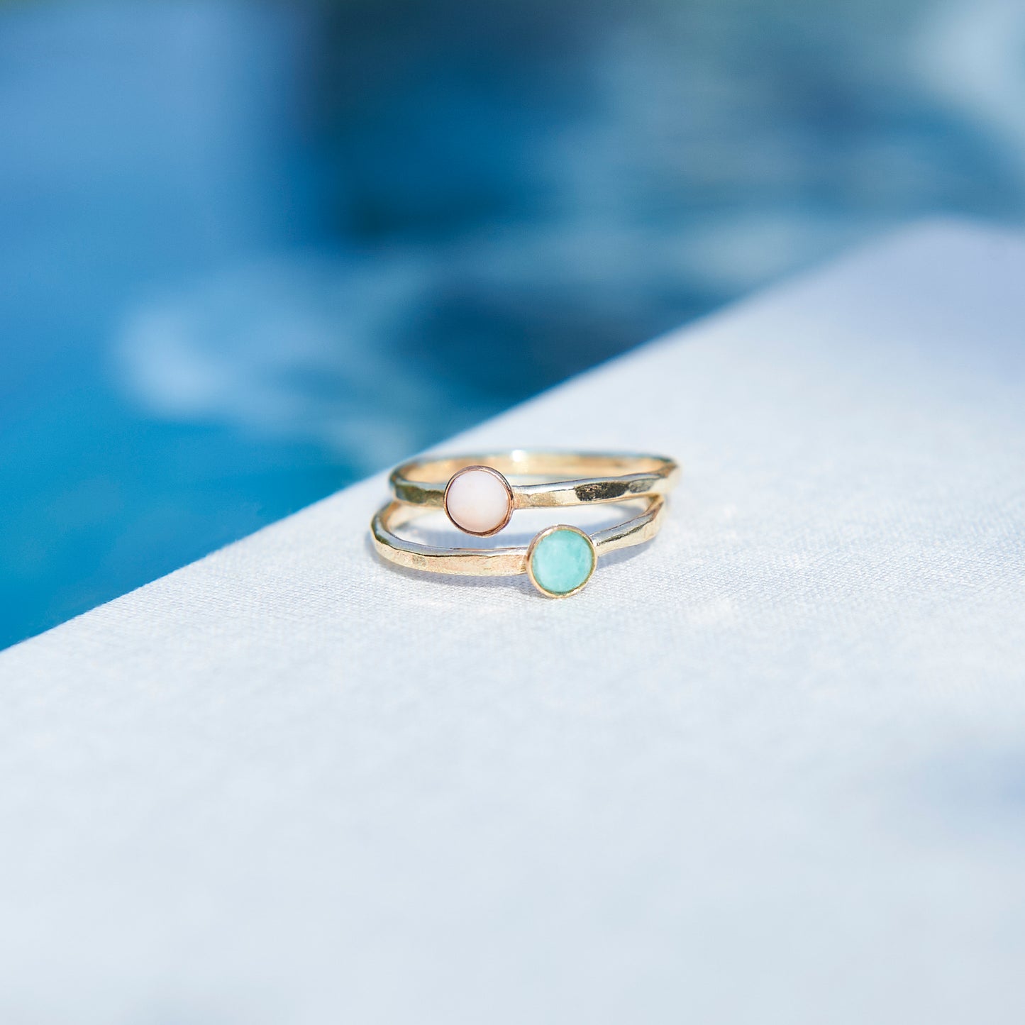 Gold Birthstone Stacking Rings - Love Beach Beads